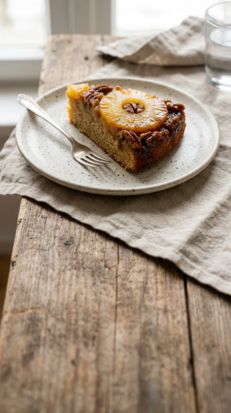 Ananas-Upside-Down-Kuchen aus der Pfanne
