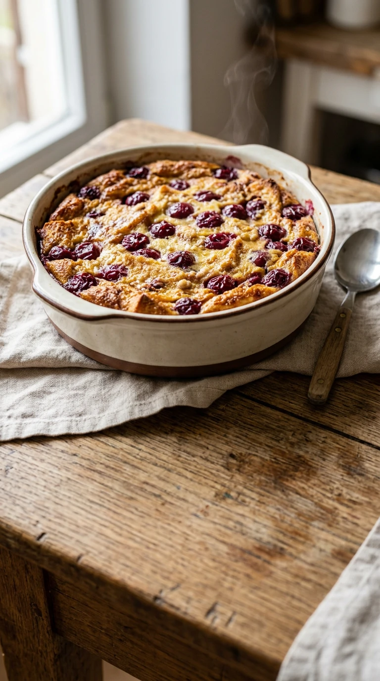 Sour Cherry Bread Casserole