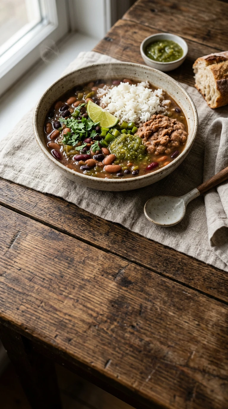 Bohnen- und Grüner-Chili-Suppe