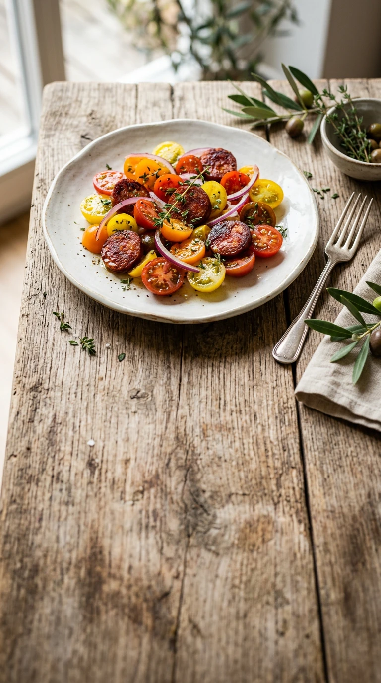 Chorizo- und Tomatensalat