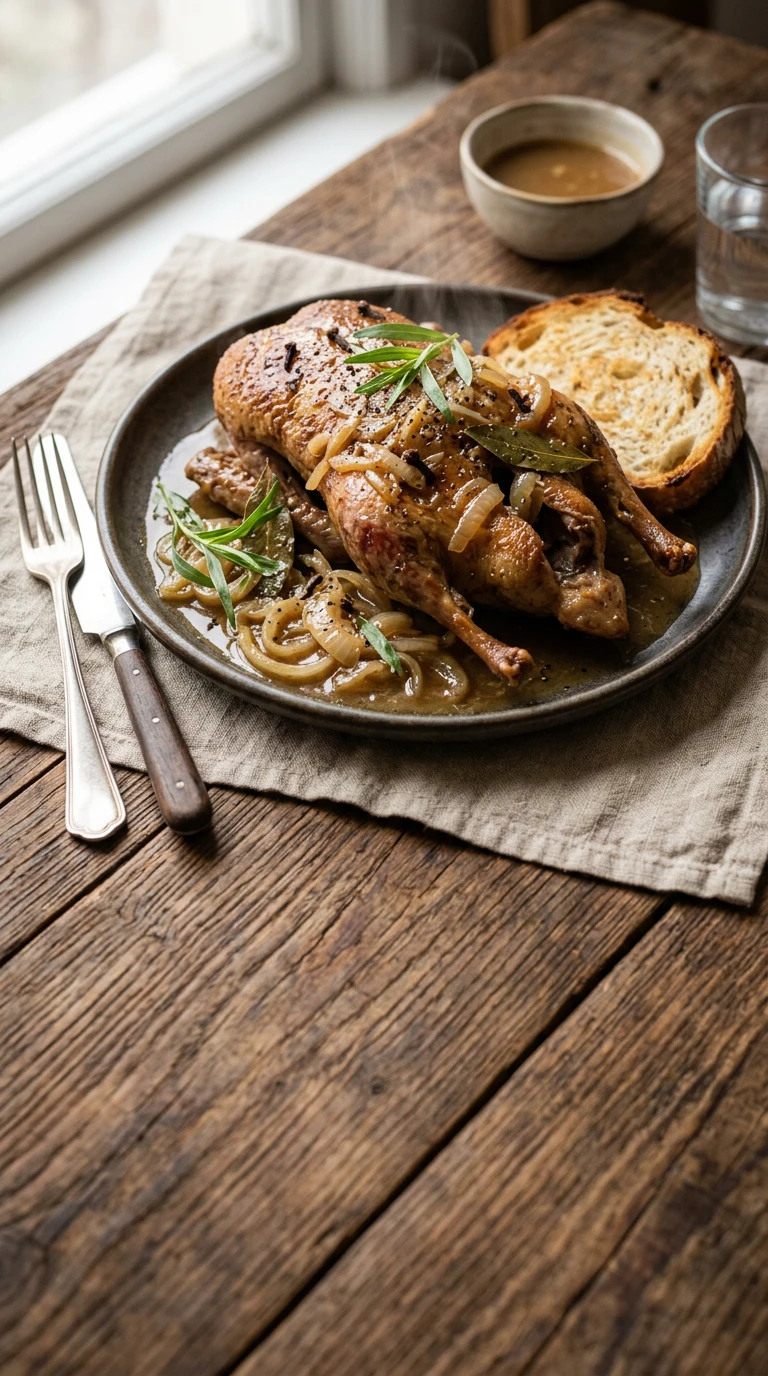 Enten mit Zwiebeln gedämpft