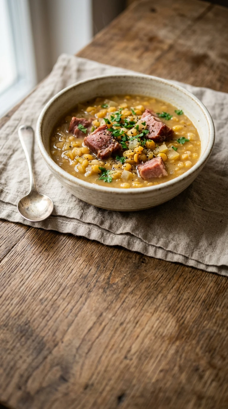 Soupe de pois (pois cassés jaunes au porc fumé)
