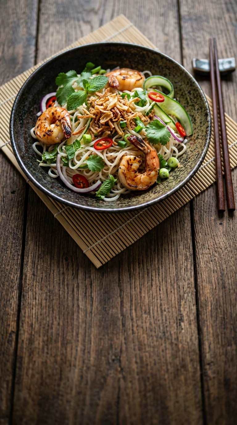 Prawn & noodle salad with crispy shallots