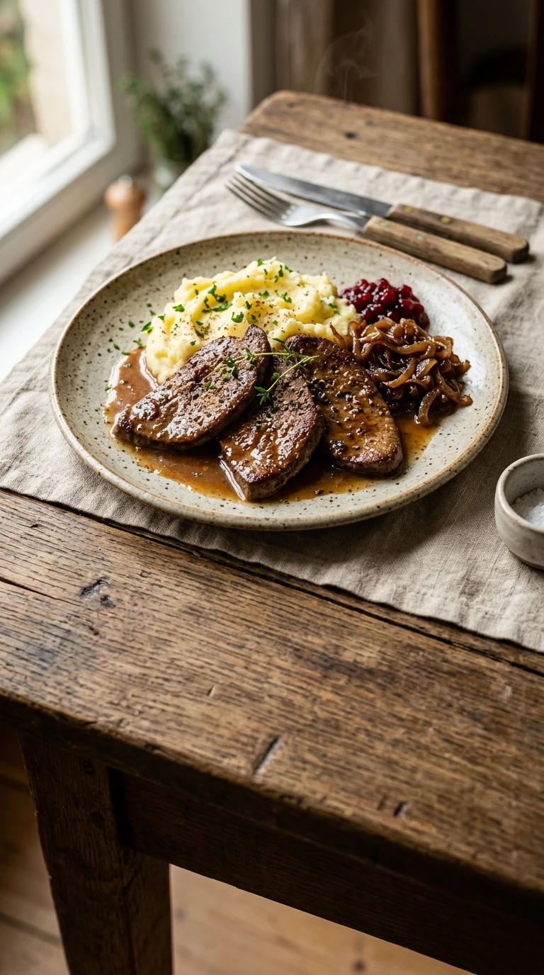 Foie de veau poêlée avec sauce