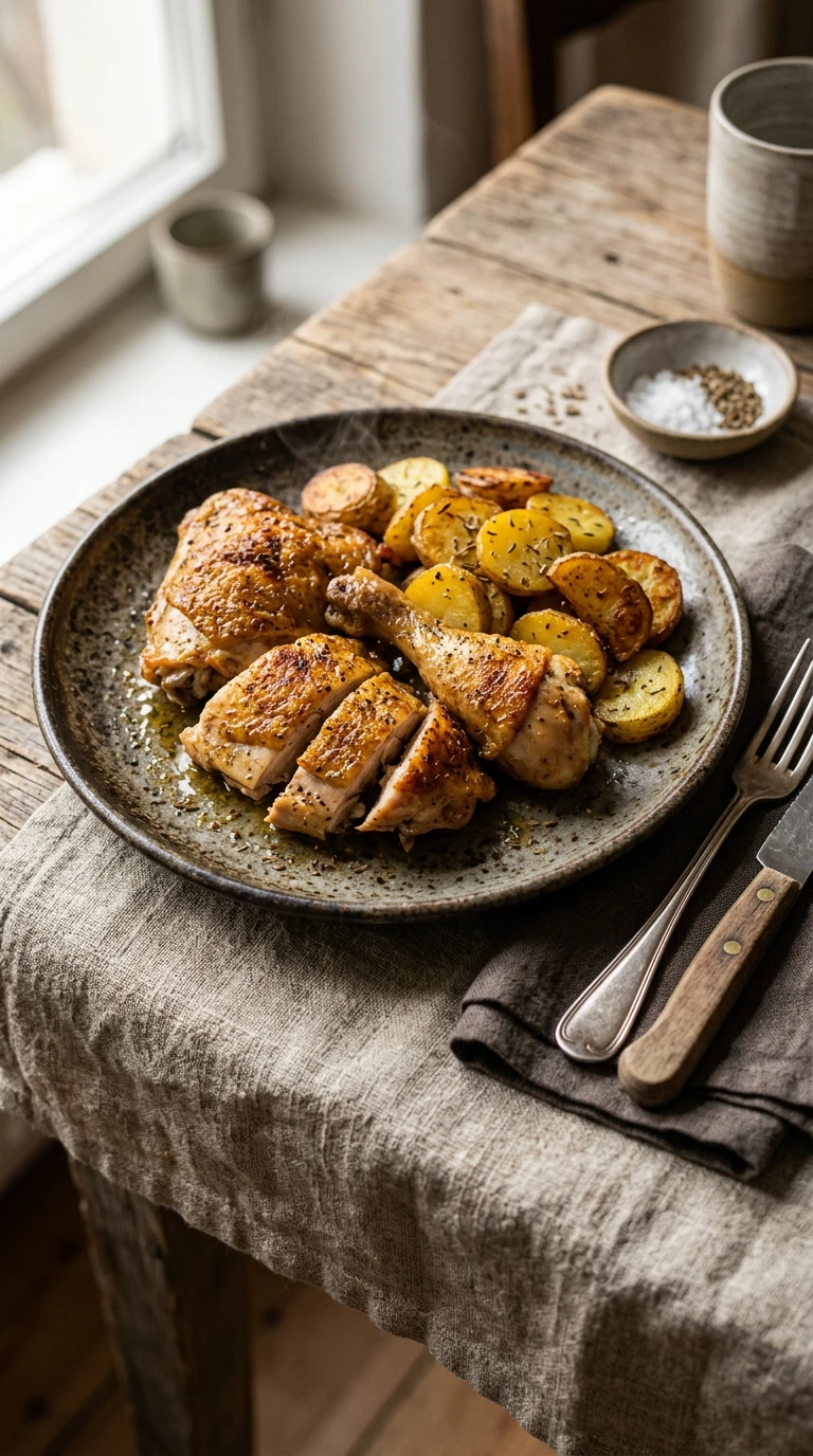Fried Chicken with Fried Potatoes