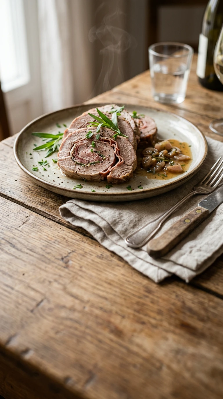 Rôti de veau roulé braisé