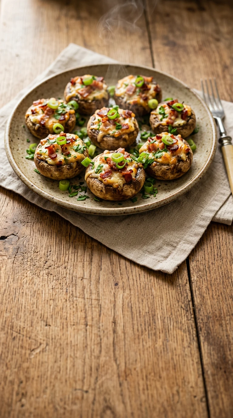 Champignons farcis au bacon et fromage