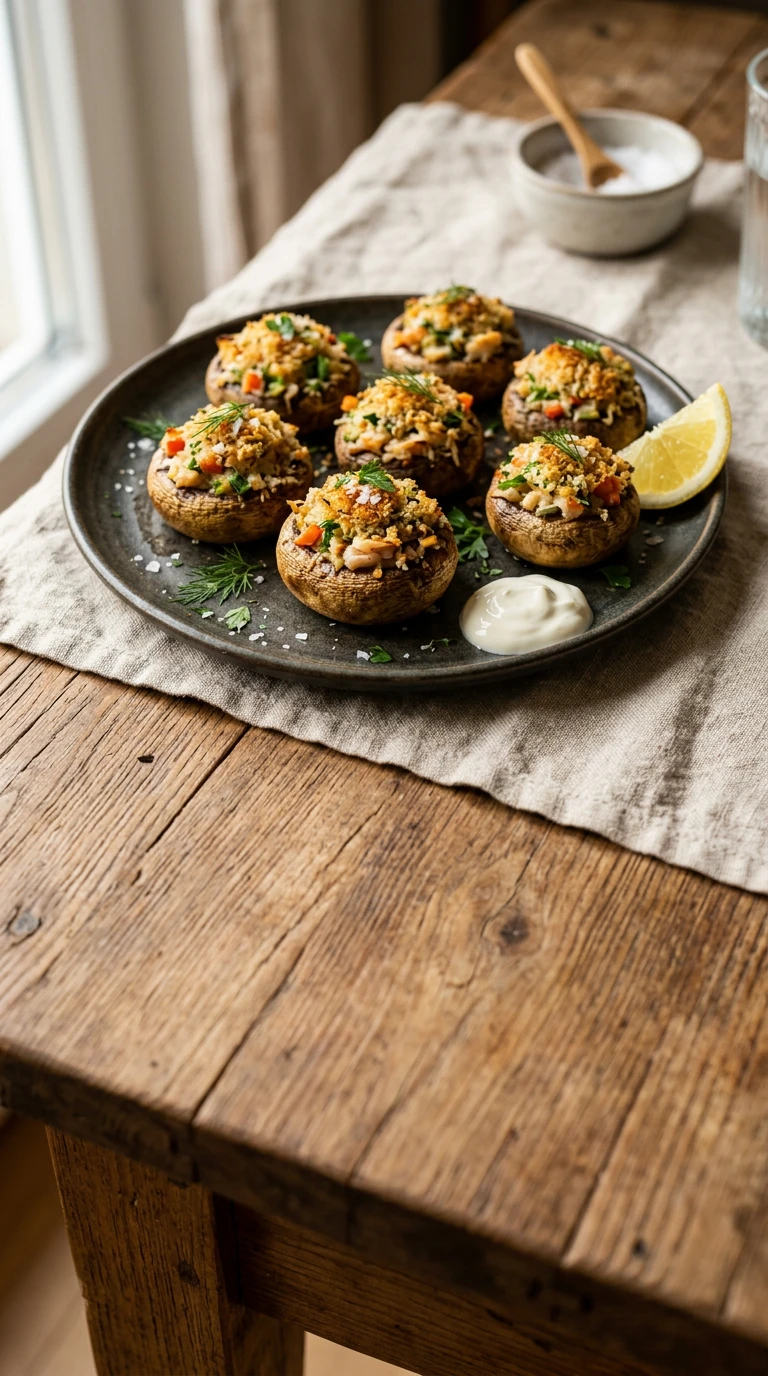Gefüllte Champignons mit Krabbenfleisch