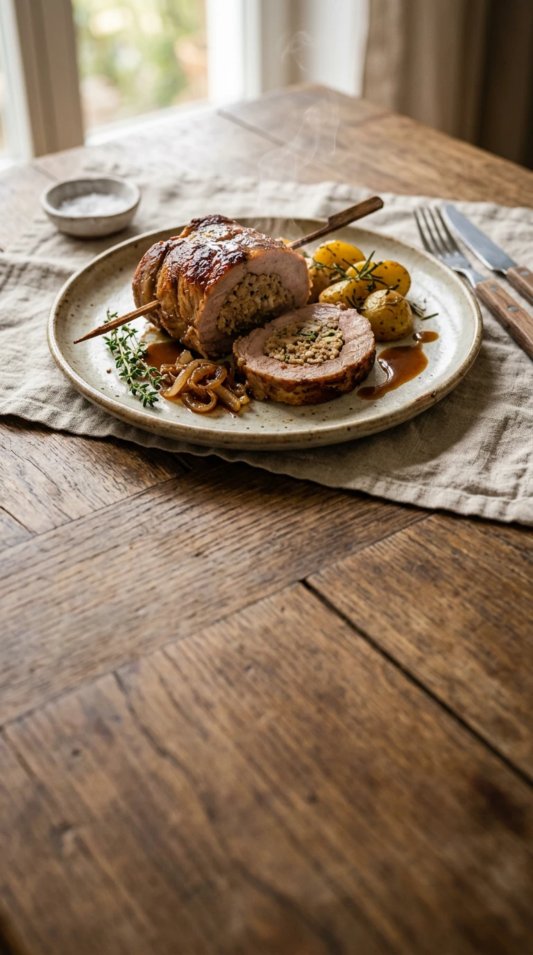 Rôti de veau farci à la broche
