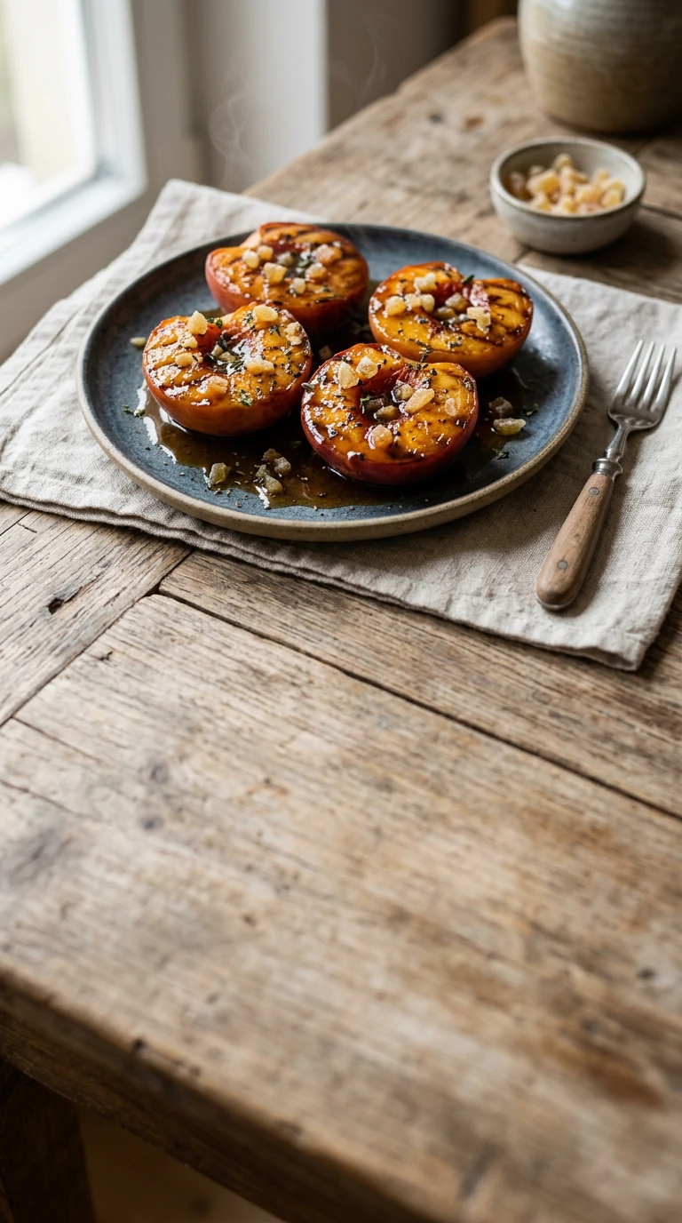 Gegrillte Pfirsiche mit Ingwer-Glasur