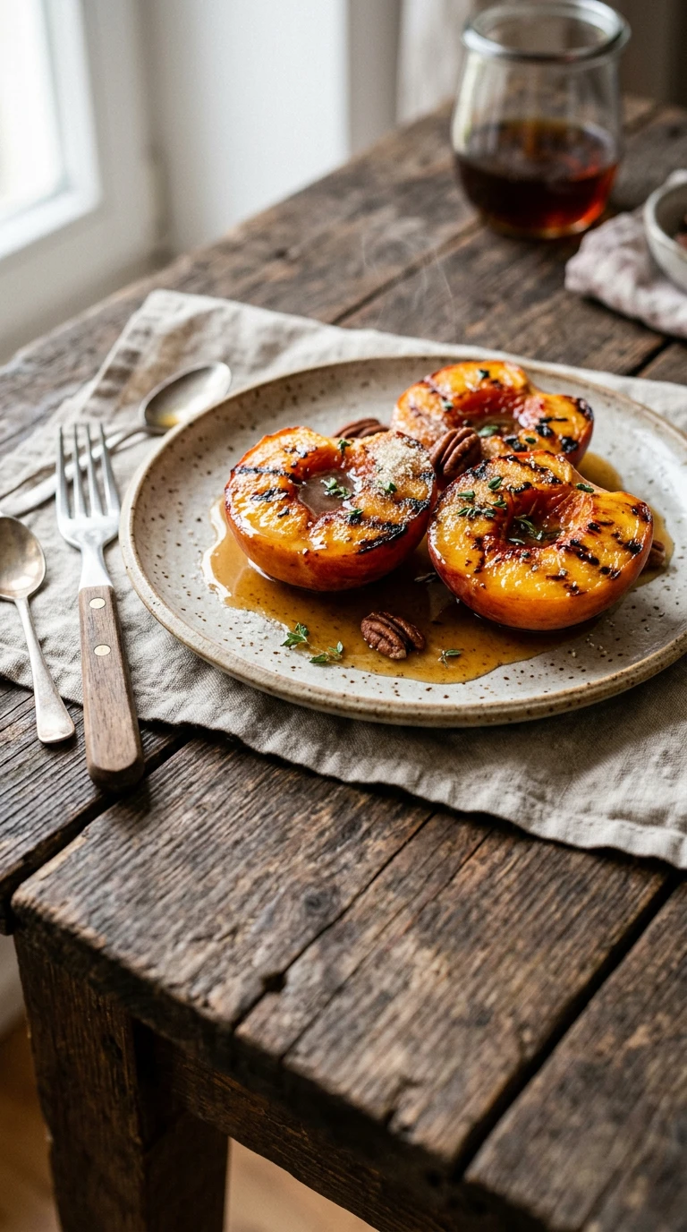 Grilled Peaches with Vanilla Maple Sauce