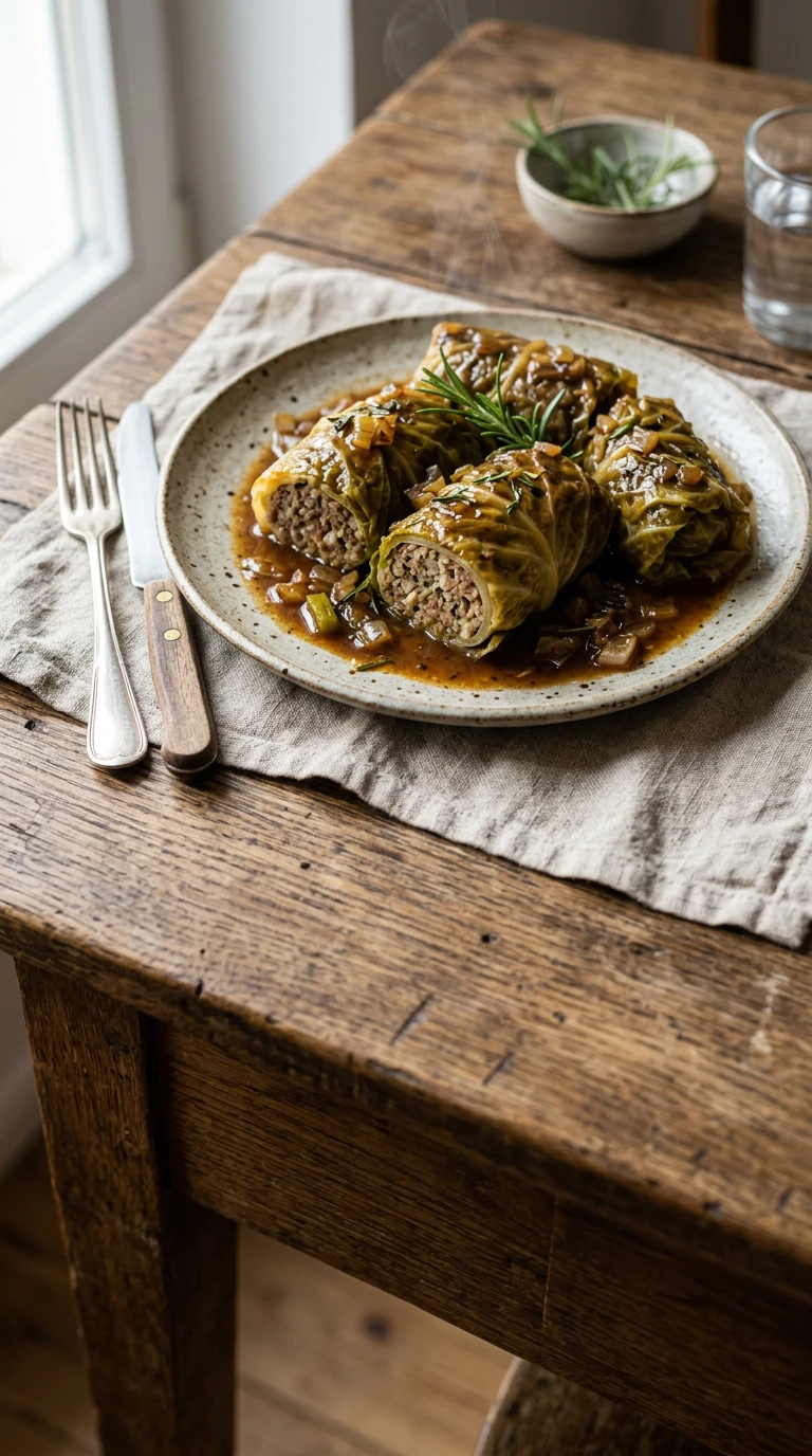 Braised stuffed cabbage