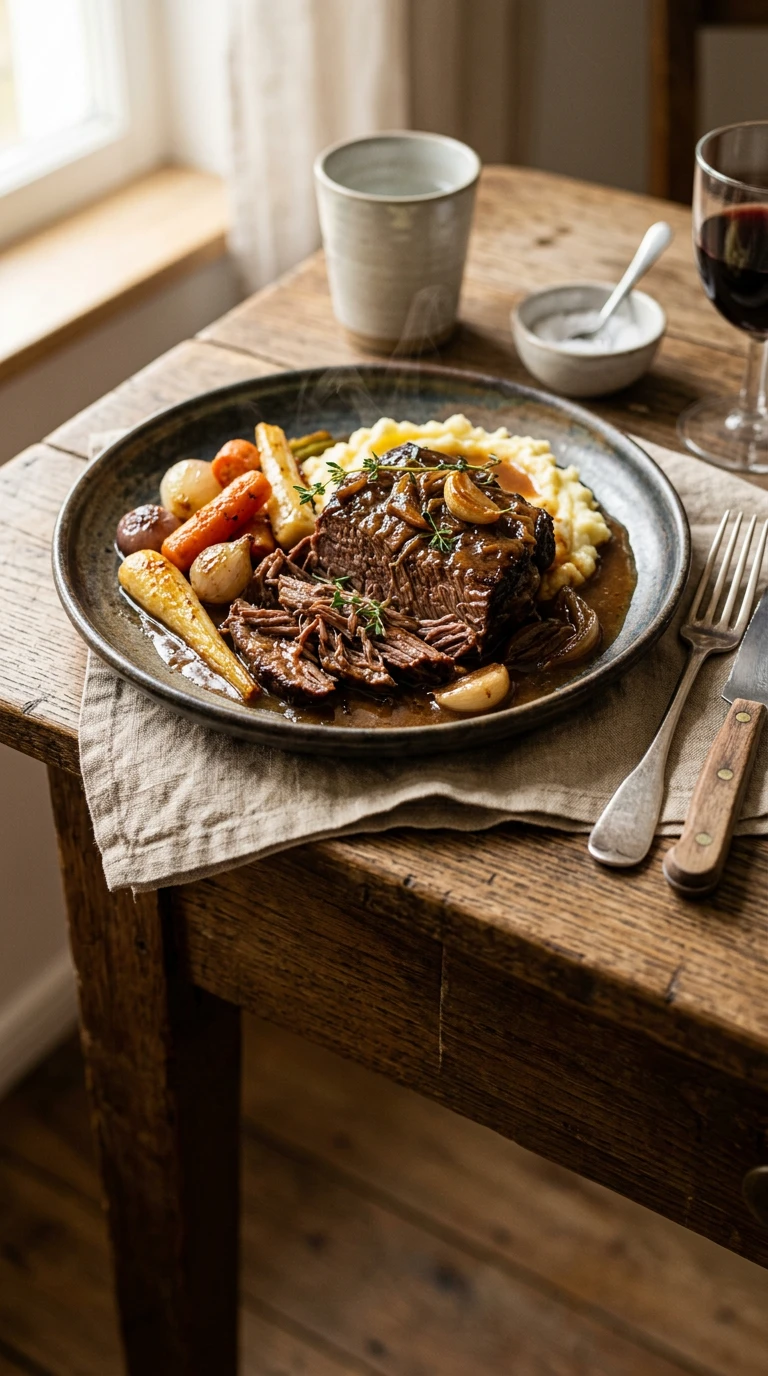 Geschmortes Rinderbruststück (Beef Brisket Pot Roast)