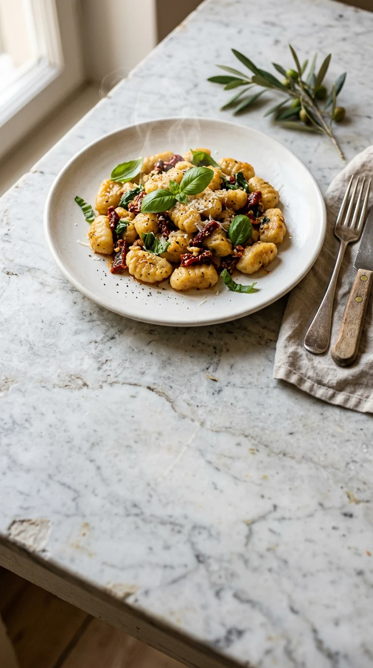 Gnocchis aux tomates séchées et basilic