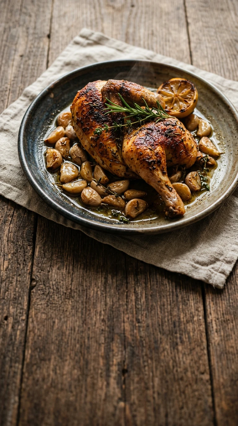 Poulet rôti aux 40 gousses d'ail