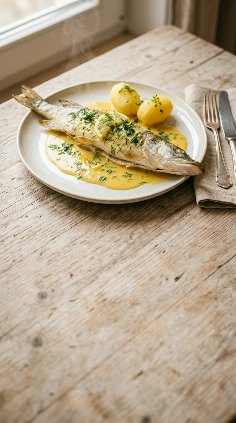 Brochet à la sauce jaune