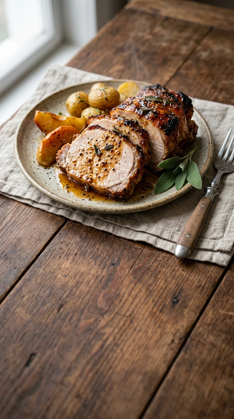 Honig-Apfel-glasierter Schweinebraten