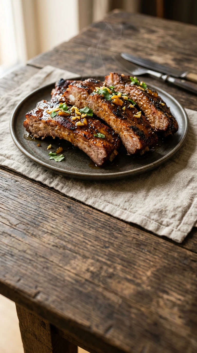 Ginger Peach Glazed BBQ Ribs