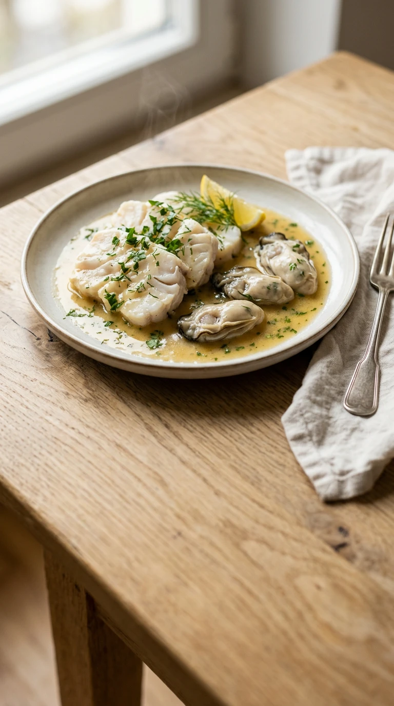 Tranches de cabillaud aux huîtres