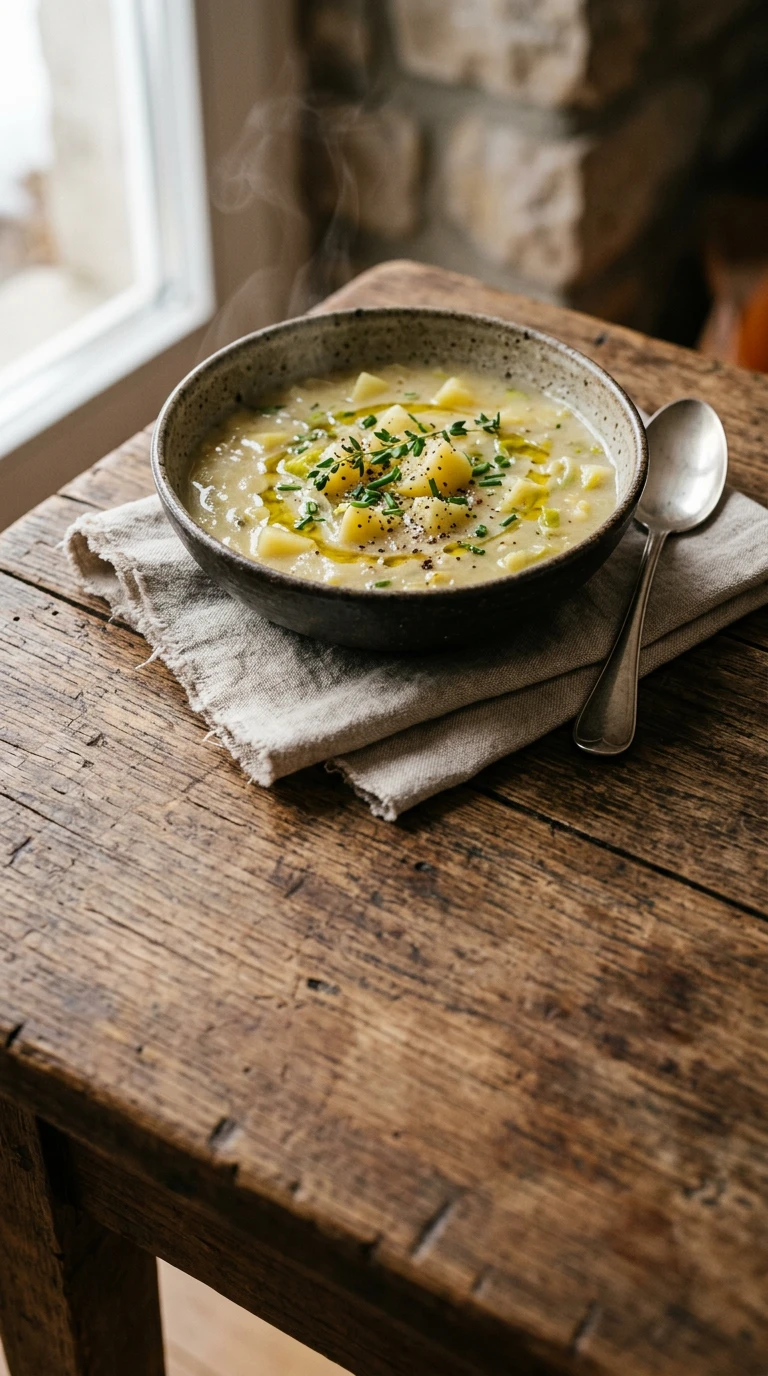 Soupe de pommes de terre et poireau