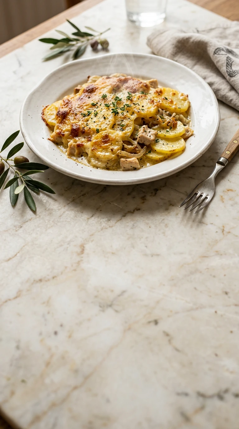 Gratin de pommes de terre au poulet