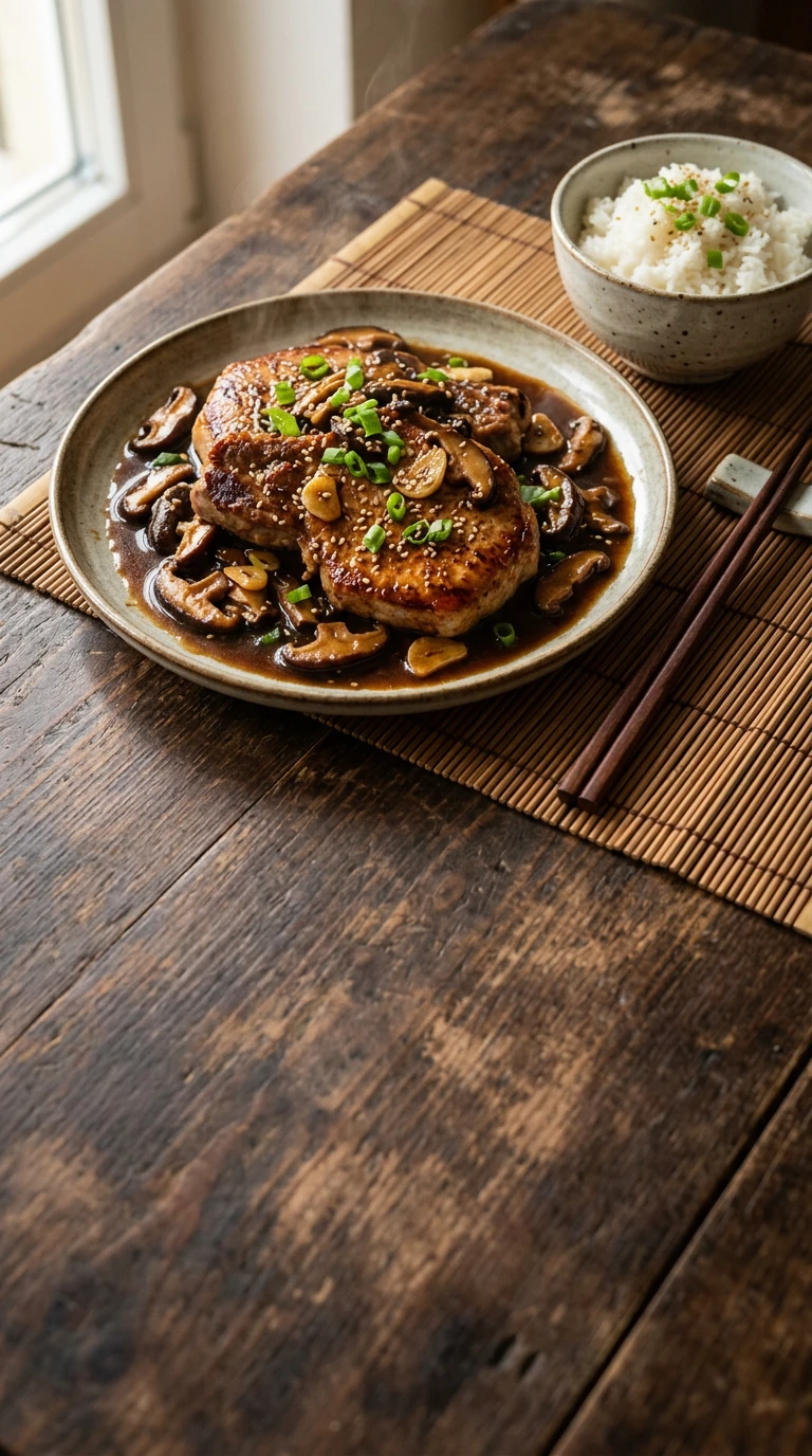 Garlic Pork Chops with Shiitake