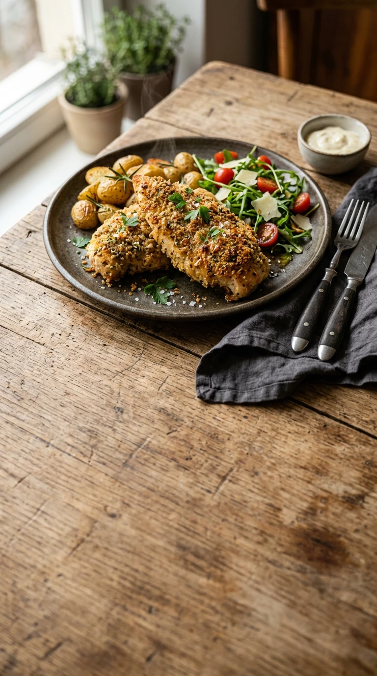 Knusprig gebackene Hähnchenbrust