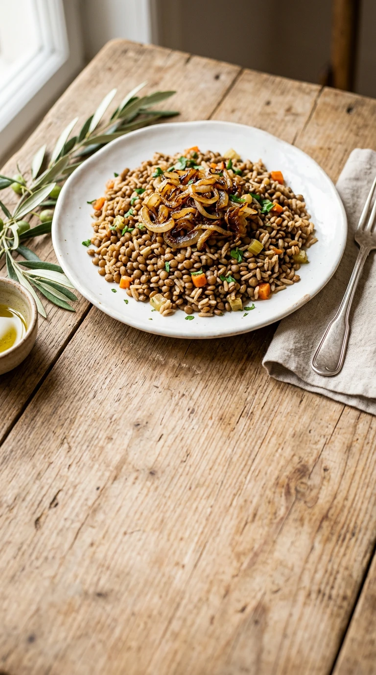 Linsen und Reis (Mjeddrah)