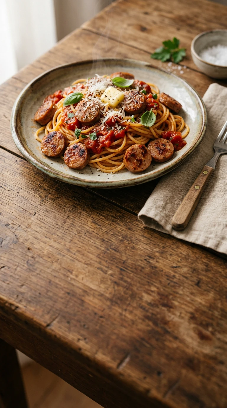 Pâtes aux saucisses