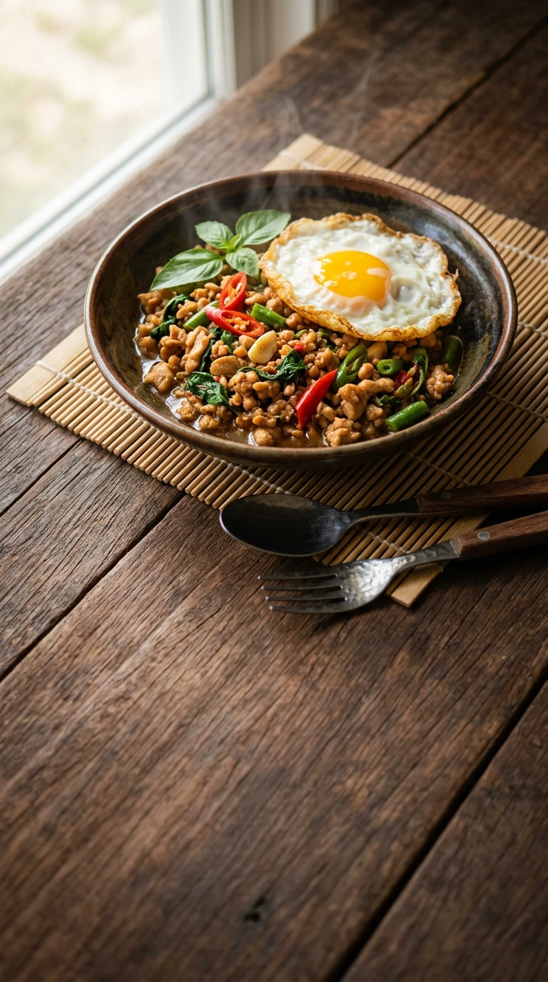 Pad Kra Pao Gai (Thai Basilikum-Hähnchen)