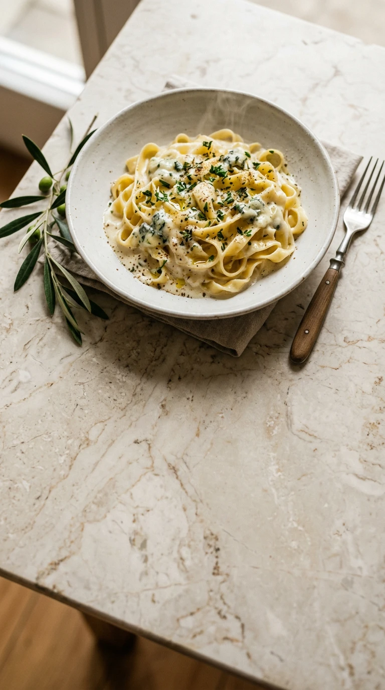 Pasta in Gorgonzola Cheese Sauce (Pasta Alla Gorgonzola)