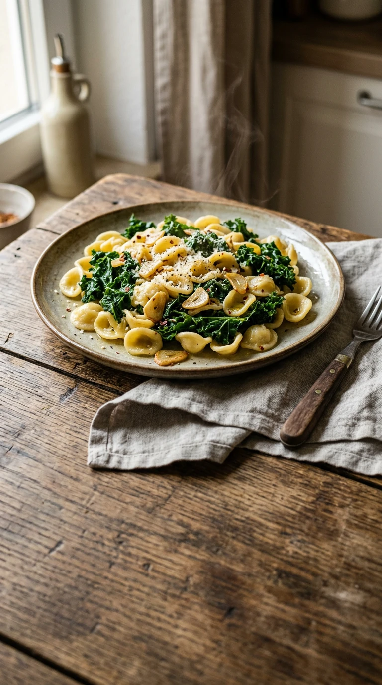 Pasta mit Grünkohl und Knoblauch