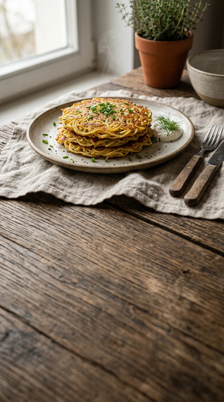 Pancake from cooked leftover noodles