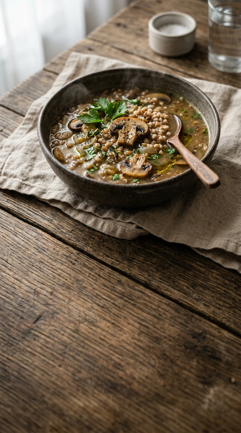 Soupe de champignons au sarrasin
