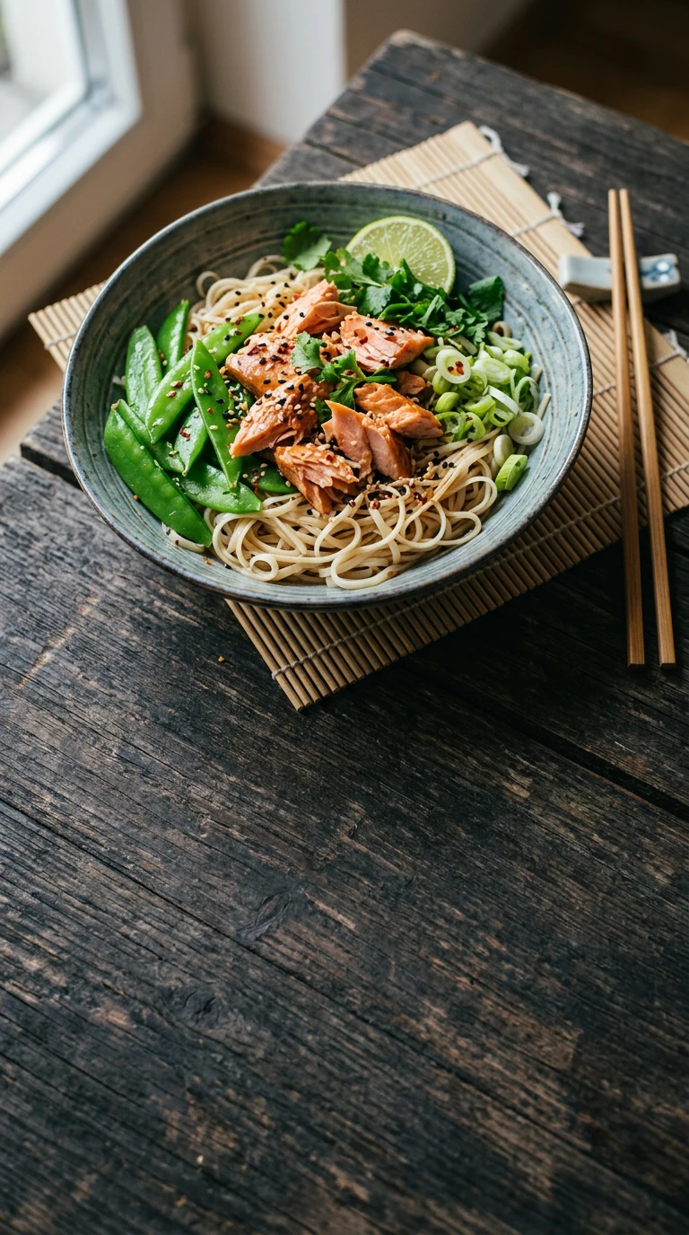 Noodle Bowl Salad with Hot-Smoked Salmon