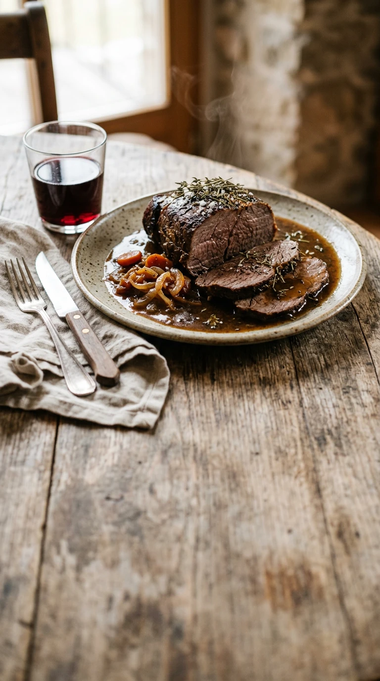 Rôti de gîte à la sauce au jus