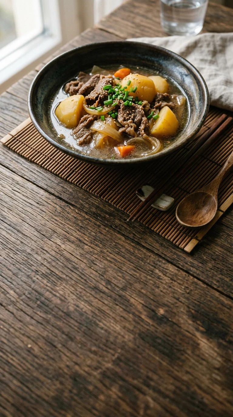 Rindfleisch mit Kartoffeln in Brühe (Niku Jaga)