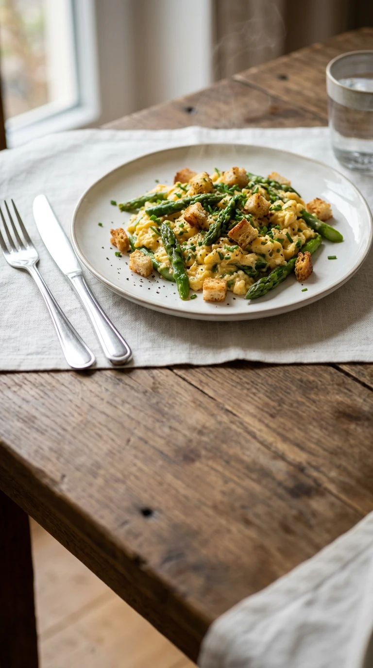 Scrambled Eggs with Asparagus Tips