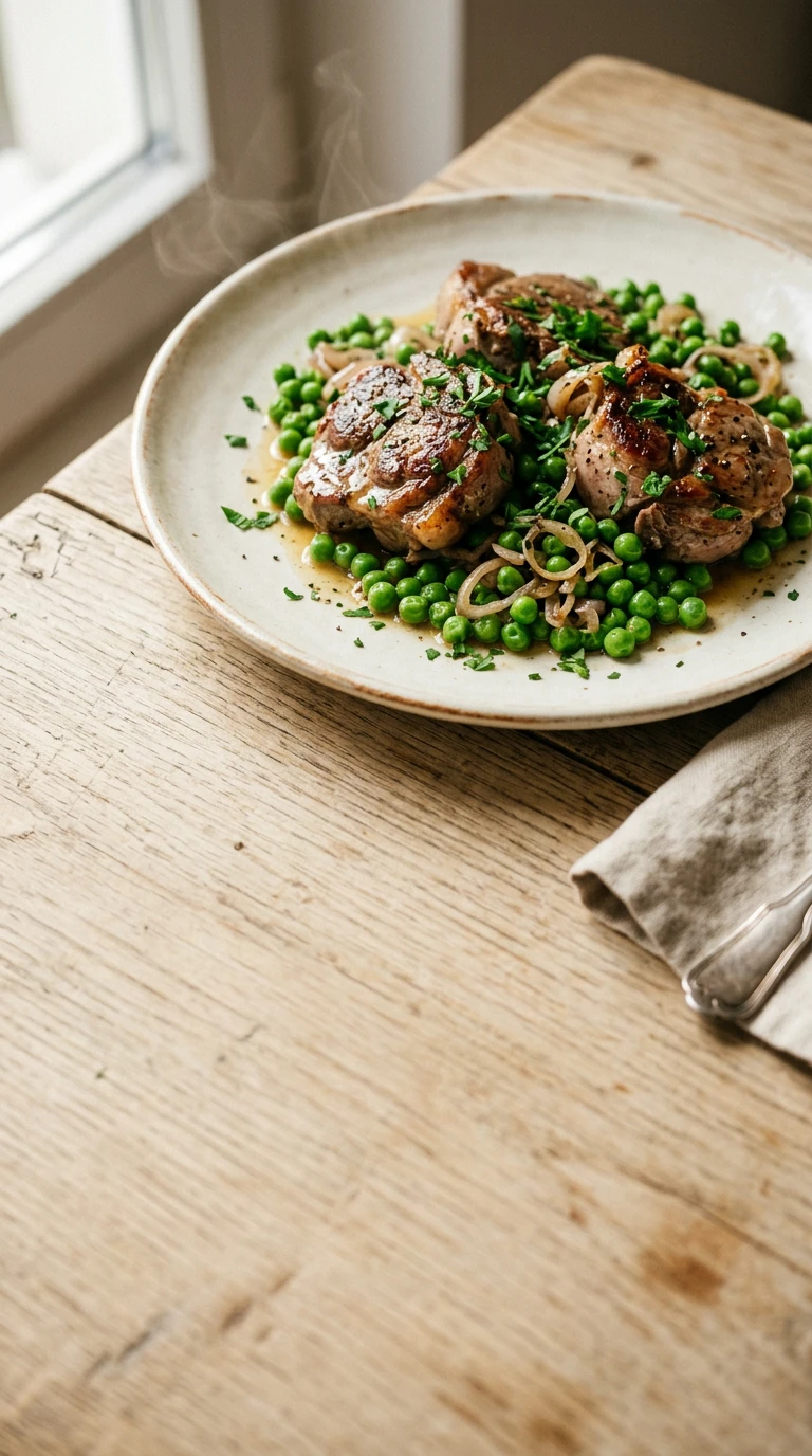 Sautiertes Lamm mit Erbsen