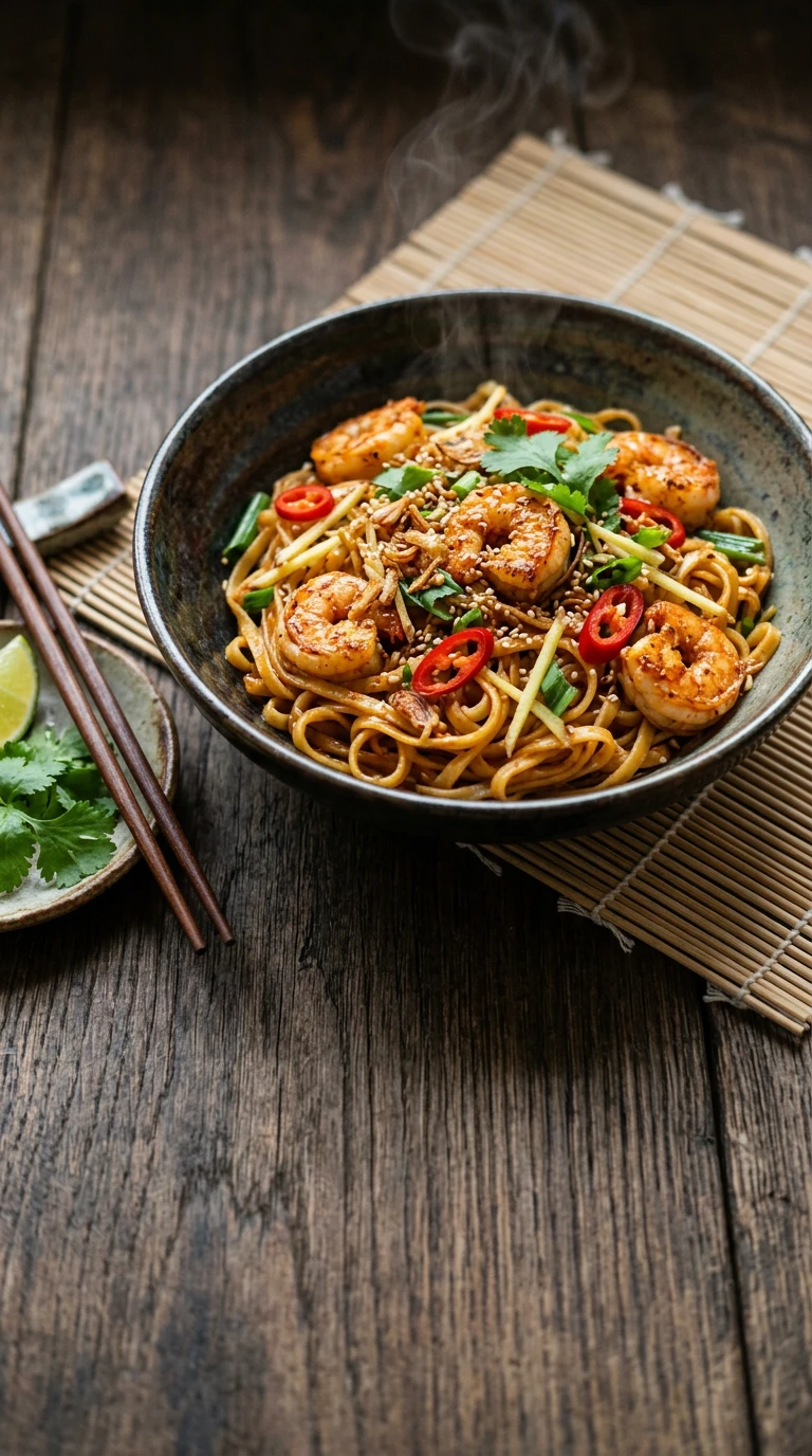 Spicy Thai prawn noodles