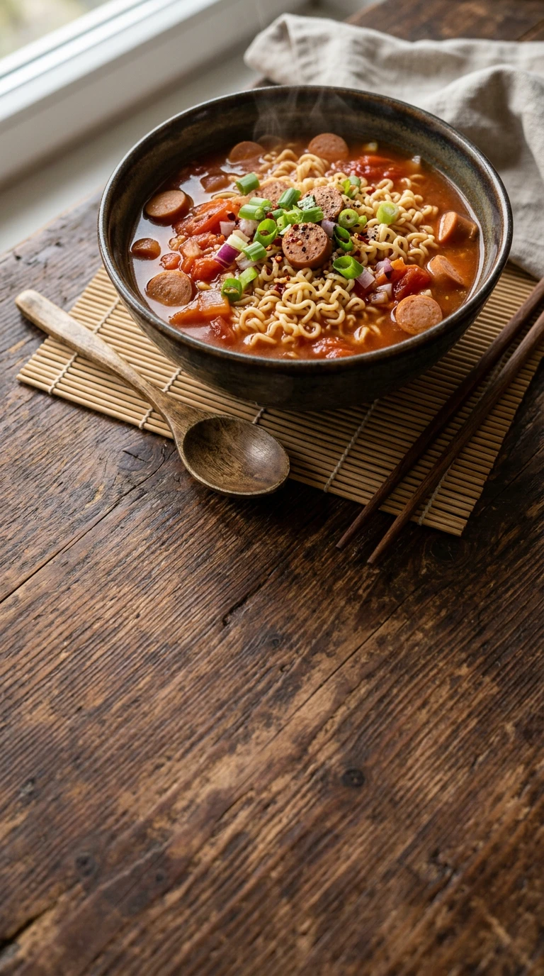 Soupe rapide de nouilles à la tomate