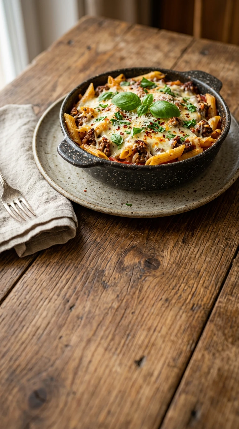 Gratin rapide de pâtes au boeuf