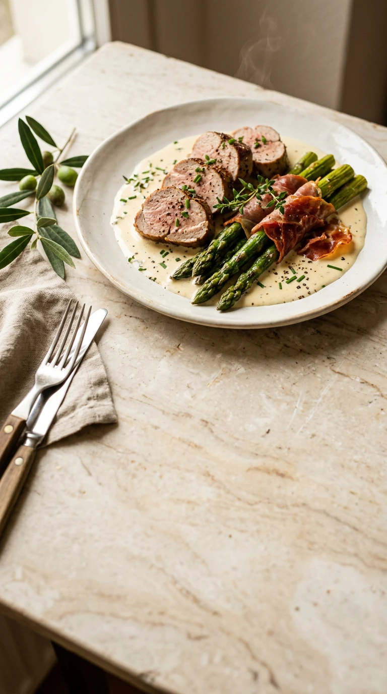 Pork Tenderloin with Asparagus and Prosciutto