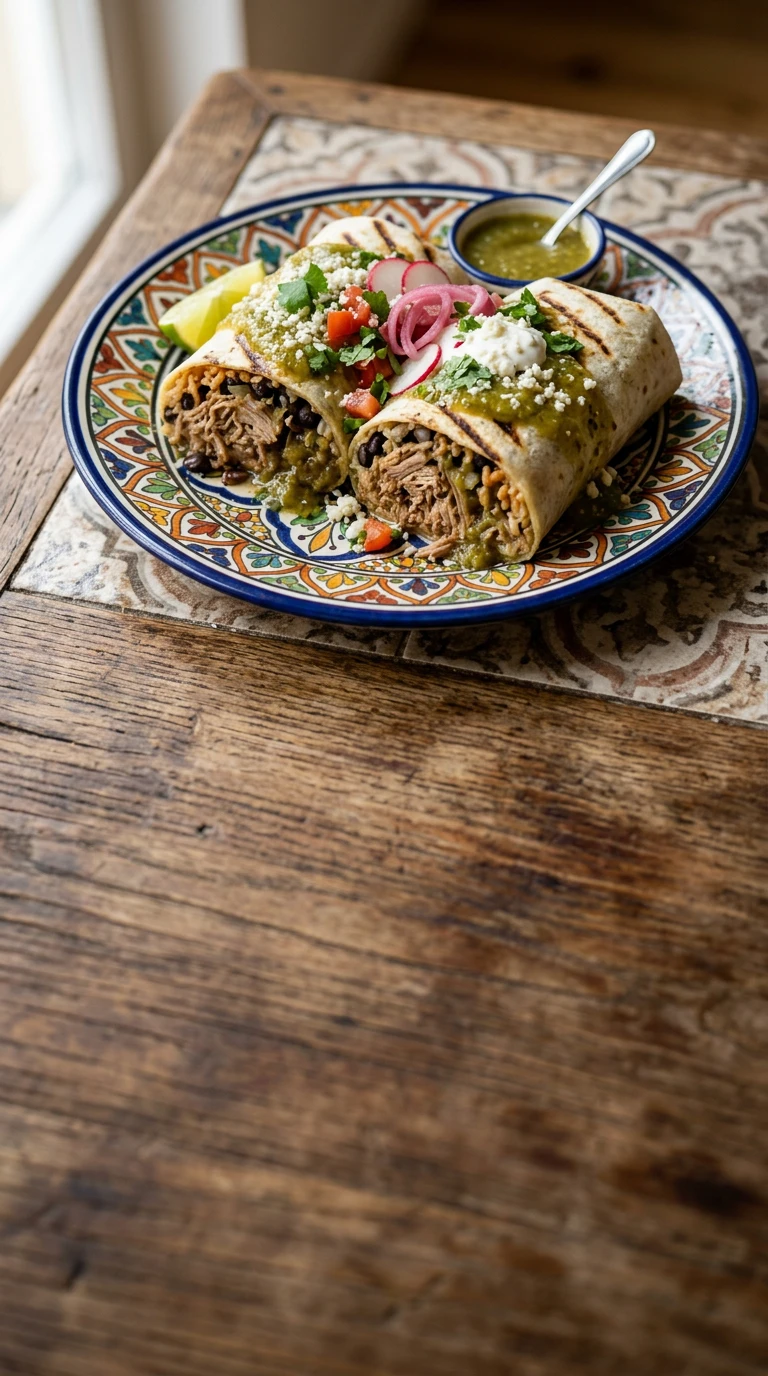 Pork Burritos with Green Pepper Sauce