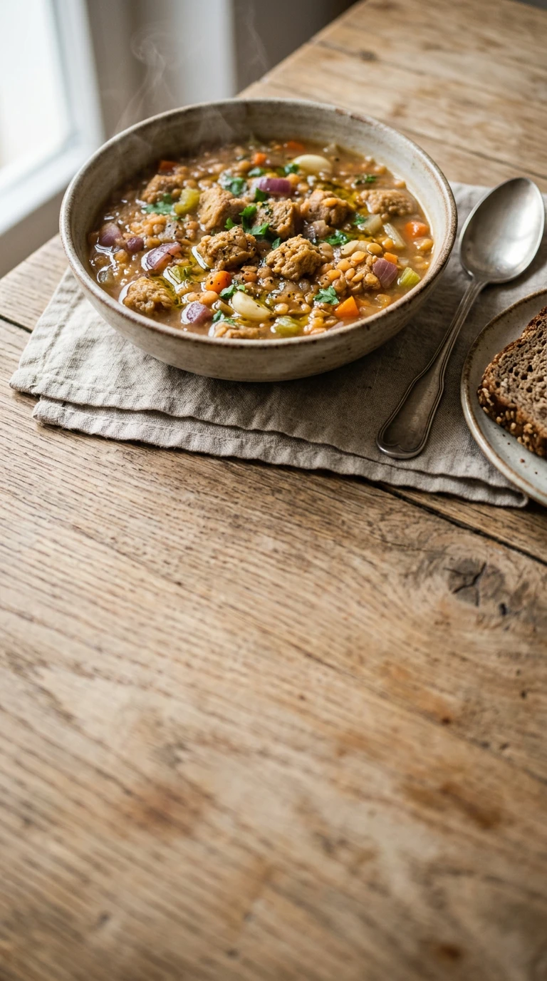 Ragoût de soja, lentilles et légumes