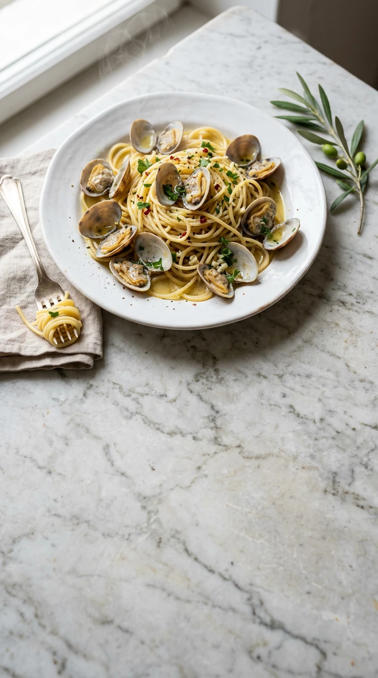 Spaghetti aux palourdes au vin blanc