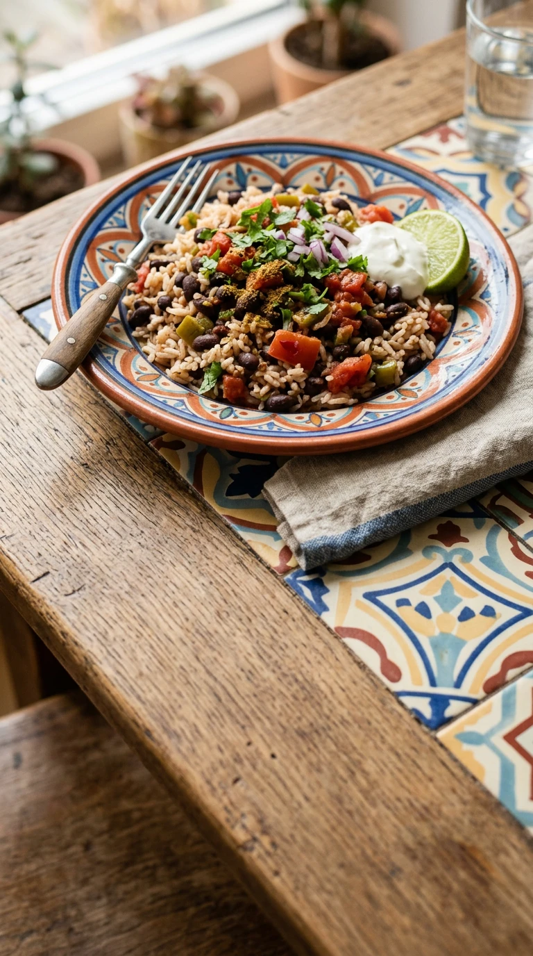 Haricots noirs et riz à la sud-ouest