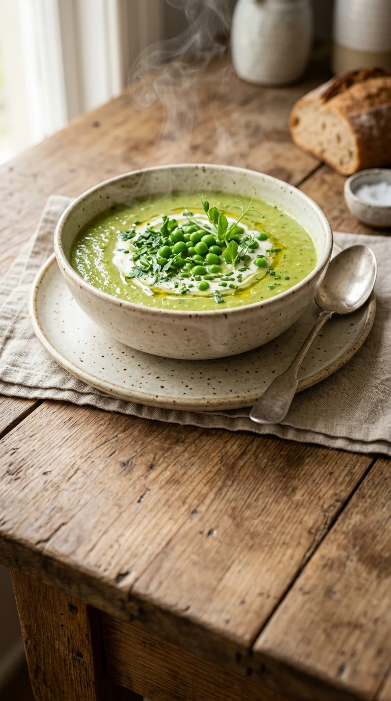 Young pea soup