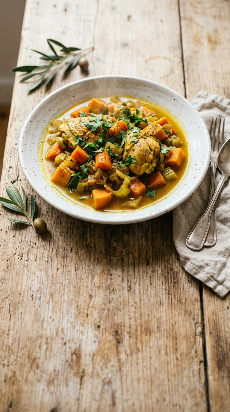 Tajine mit Hähnchen, Karotten und Süßkartoffeln
