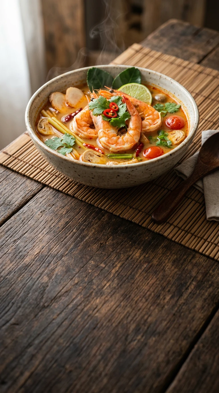 Tom Yum (scharf-saure Suppe) mit Garnelen